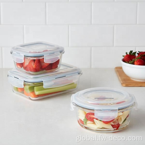 Glass Bowl Borosilicate Glass Round Food Storage with plastic lids Manufactory